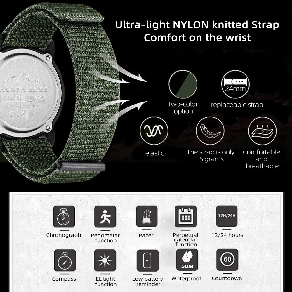 Outdoor Digital Watch - North Edge - ALPS