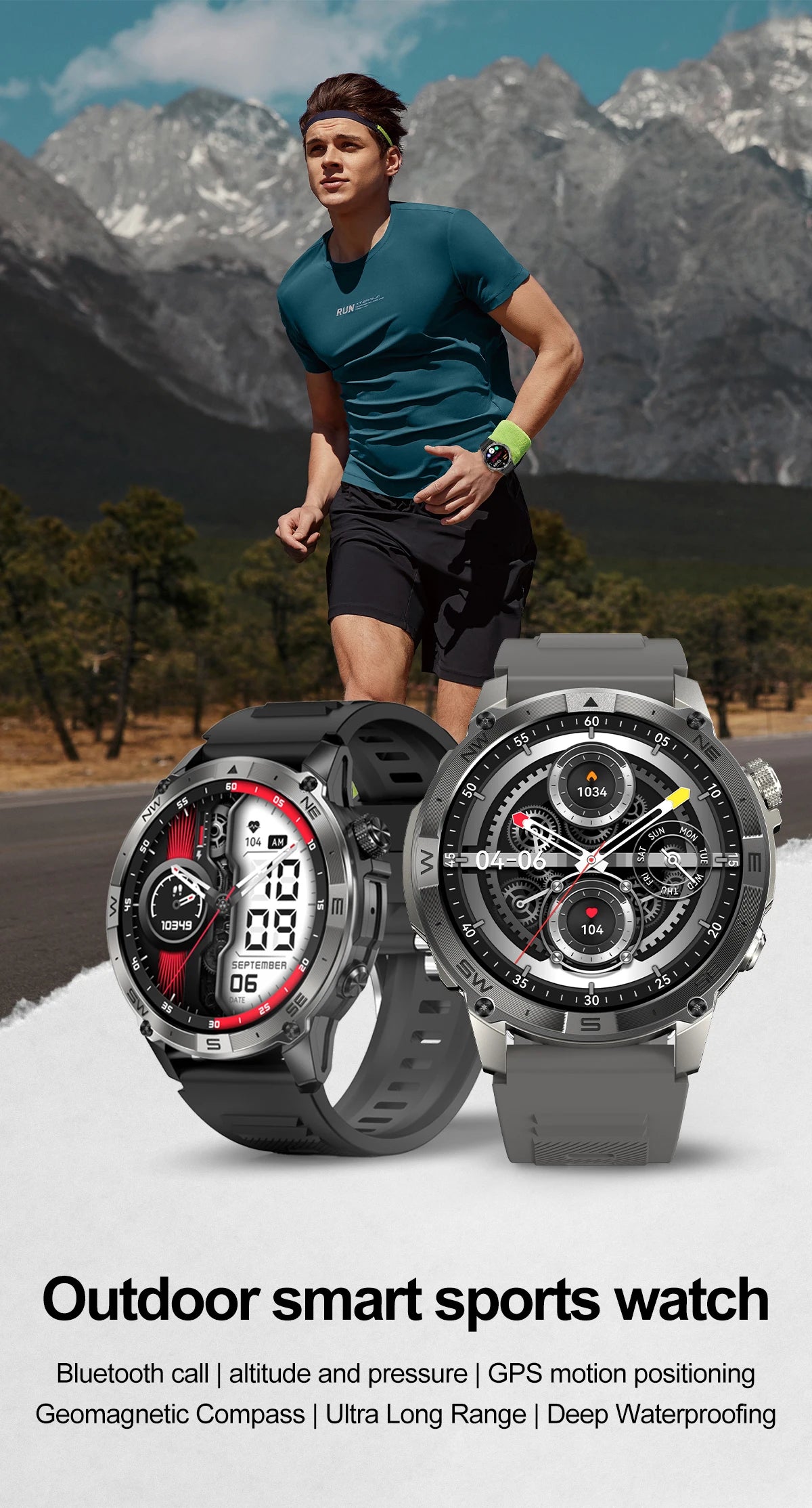 AMOLED Smart Watch - North Edge - GPS Smartwatch