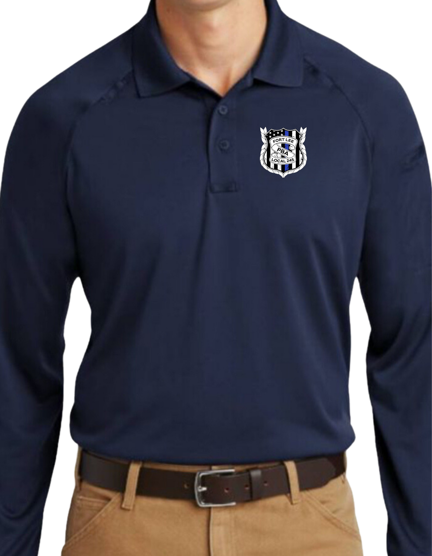 PBA 245 Blue Line Shield - Long Sleeve Polo