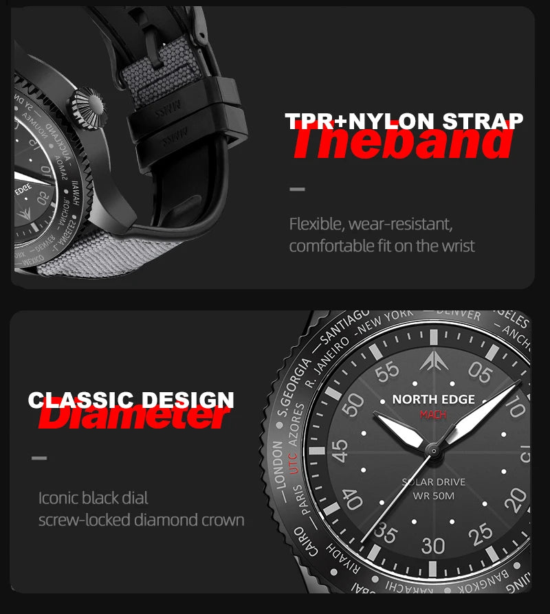Solar Powered Watch - North Edge - MACH