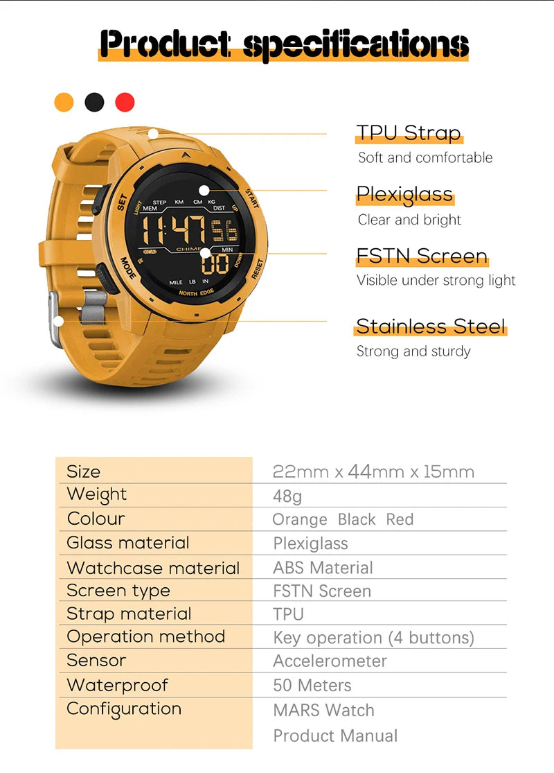 Digital Sports Watch - North Edge - Mars