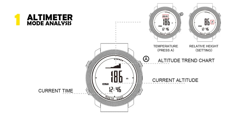 Outdoor Digital Watch - North Edge - Apache 3